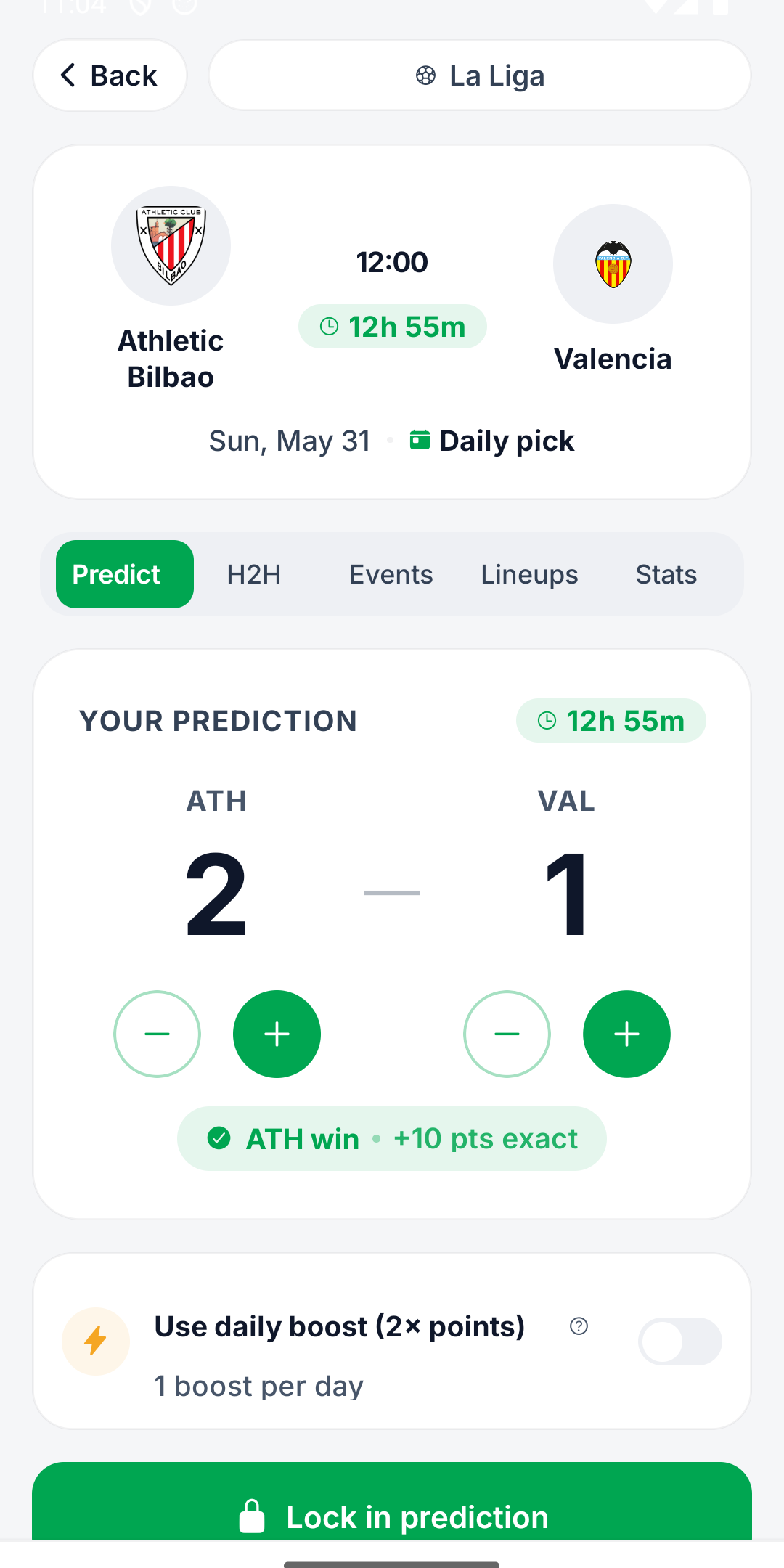 Making a score prediction in Scorepion